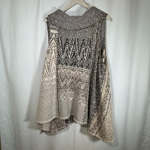 Free People Open Front Sleeveless Fringe Hem Vest Sweater Top Boho Bohemian O/S - Picture 6 of 13